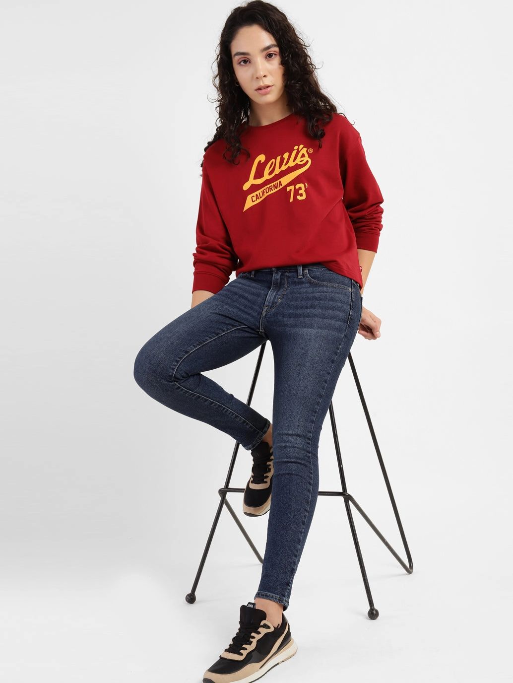 Fashion Routine Stretch Denim Technology Women's 711 Blue Skinny Fit Mid Rise Jeans