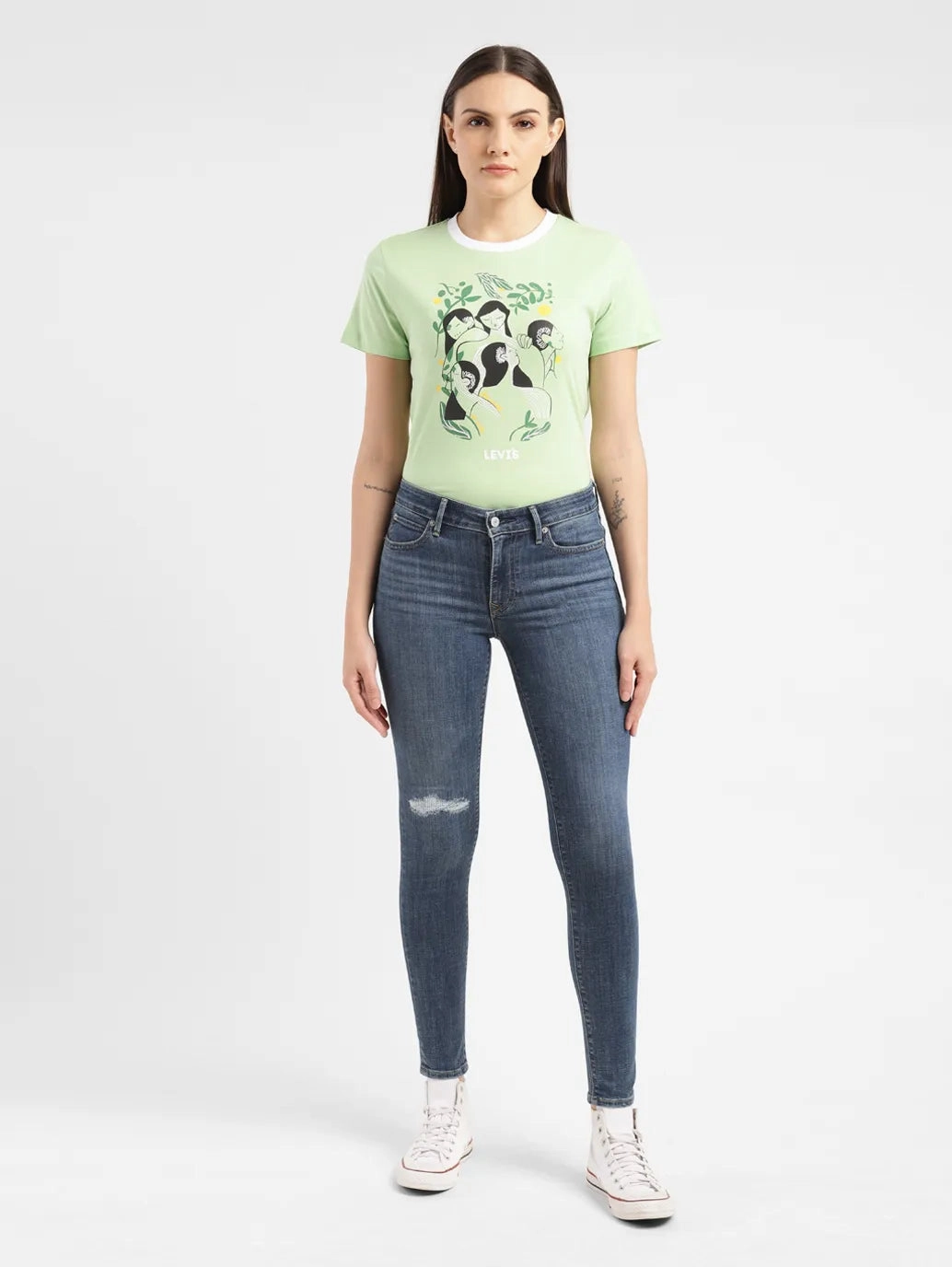 Women's 711 Blue Skinny Fit Mid Rise Jeans Brunch Outfit Trend Setter