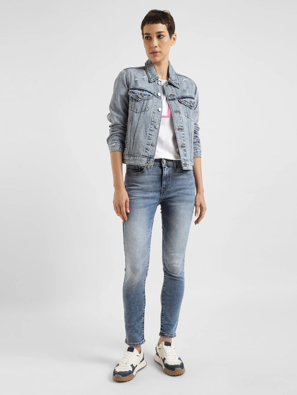 Women's 711 Blue Skinny Fit Mid Rise Jeans Universal Look