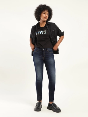 Women's 711 Blue Skinny Fit Mid Rise Jeans Workday Outfit Minimalist Adult Fashion