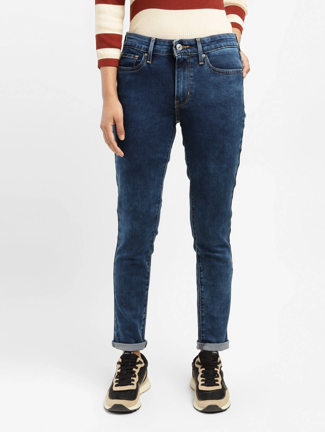 Women's 711 Blue Skinny Fit Mid Rise Jeans Trend Neutral