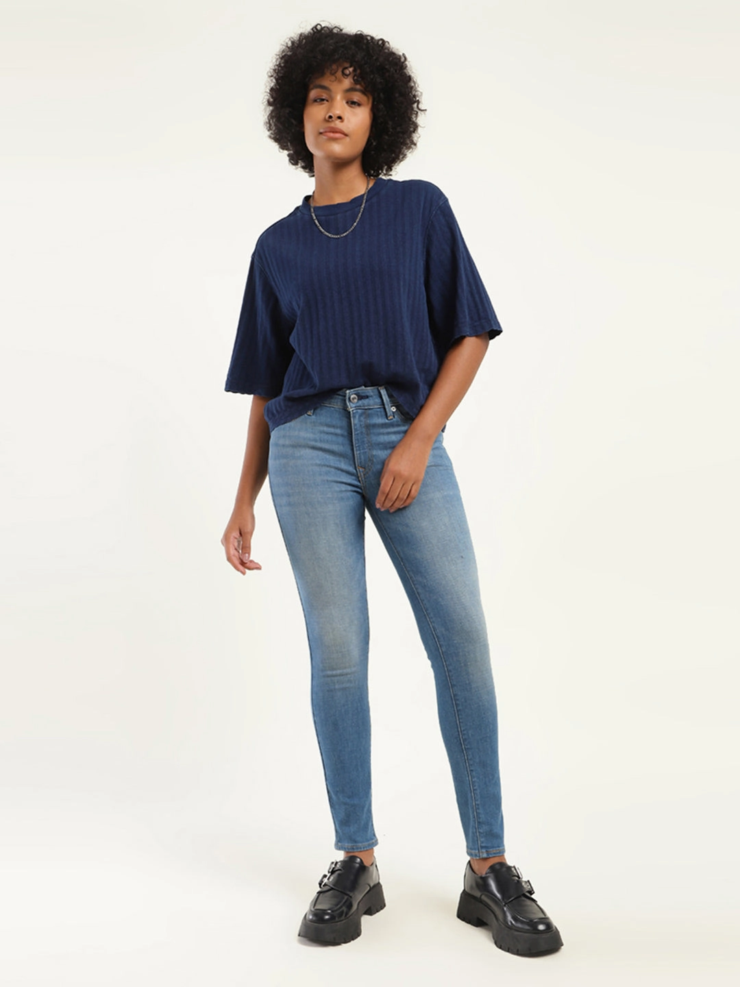 Formal Adult Fashion Autumn Days Parent Style Women's 711 Blue Skinny Fit Mid Rise Jeans