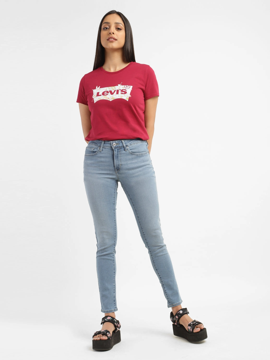 Women's 711 Blue Skinny Fit Mid Rise Jeans All Season Style