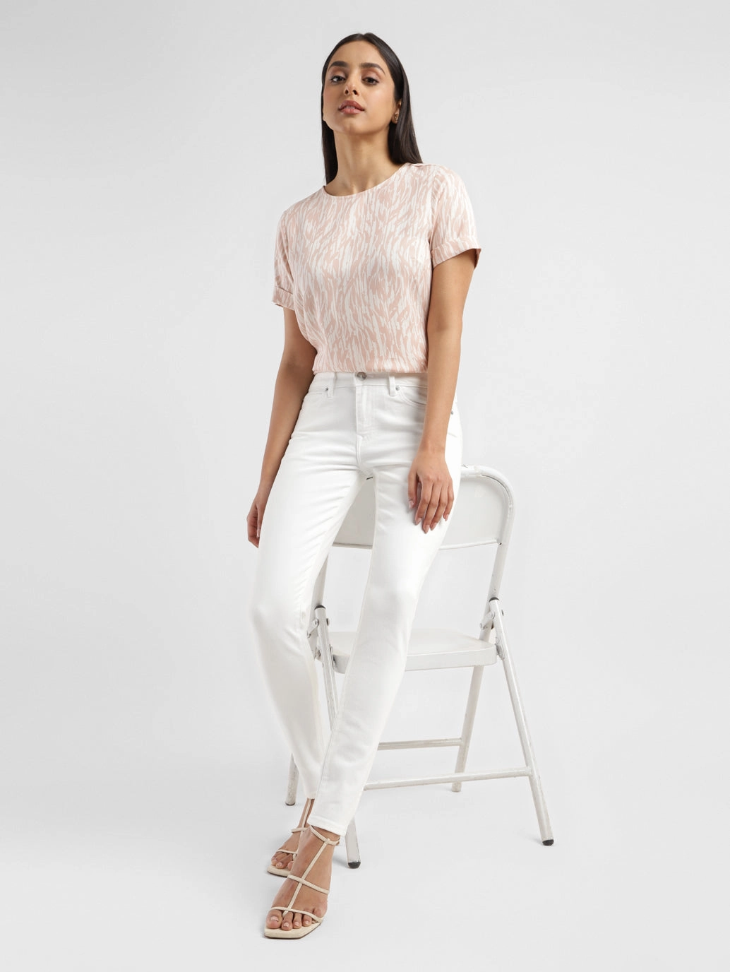 Neutral Daily Wear Adult Fashion Standard Piece Women's 711 White Skinny Fit Mid Rise Jeans