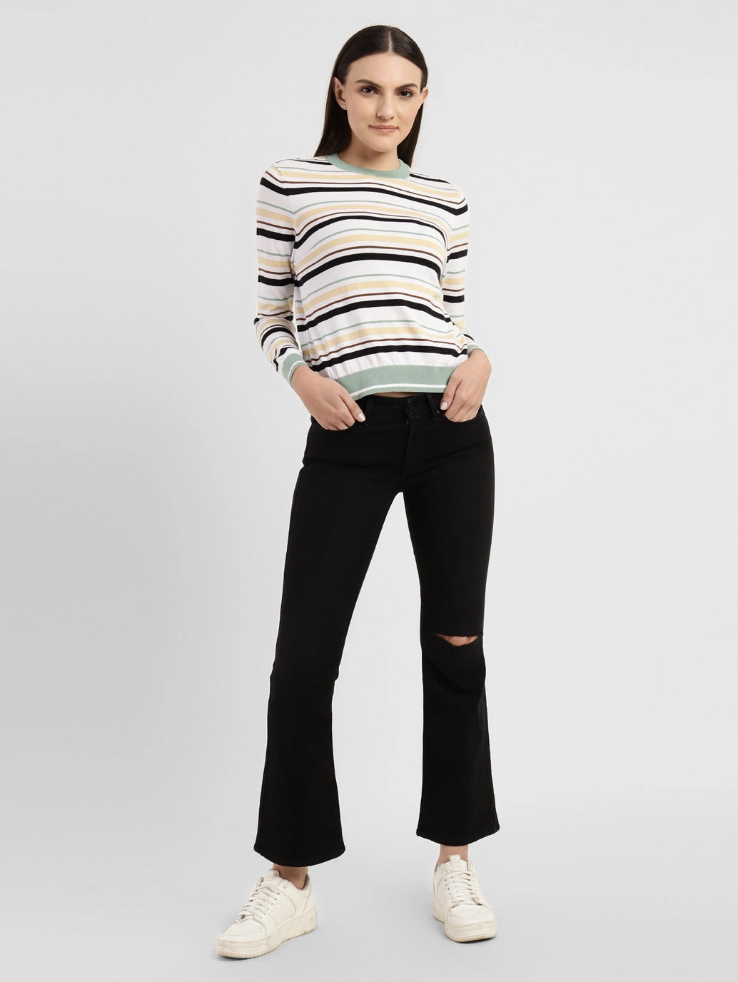 Style Statement Women's 715 Black Flared Fit Mid Rise Jeans