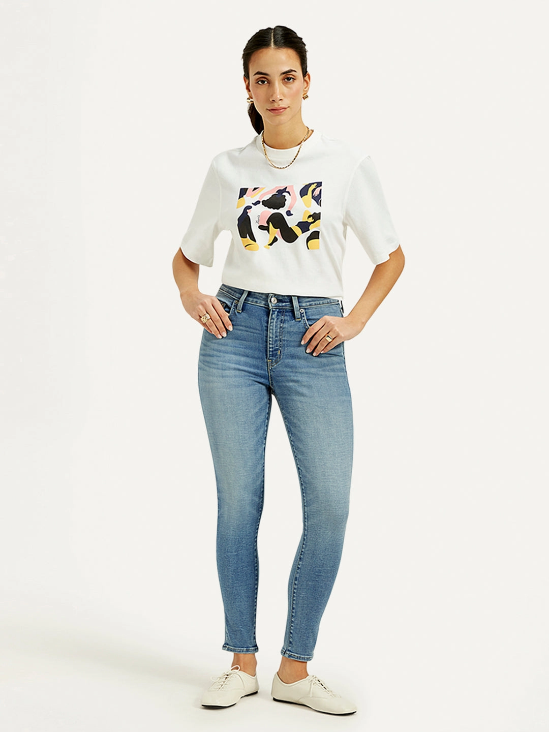 Women's 721 Blue Skinny Fit High Rise Jeans Simple clothing