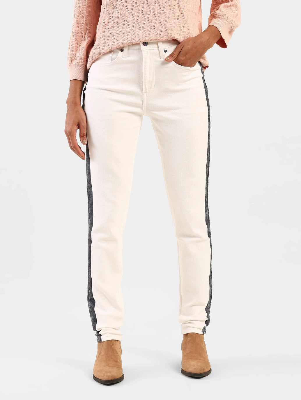 Women's 721 White Skinny Fit High Rise Jeans Trend Setter Vintage Lover Luxury Student Outfit