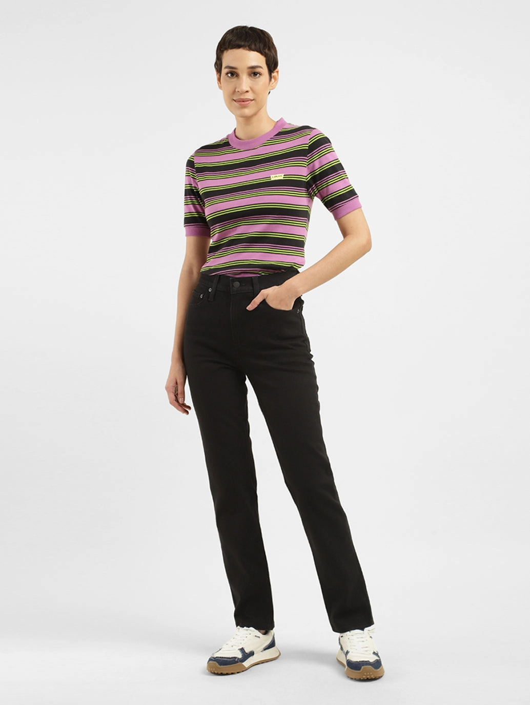 Street Inspired Women's 724 Black Straight Fit High Rise Jeans