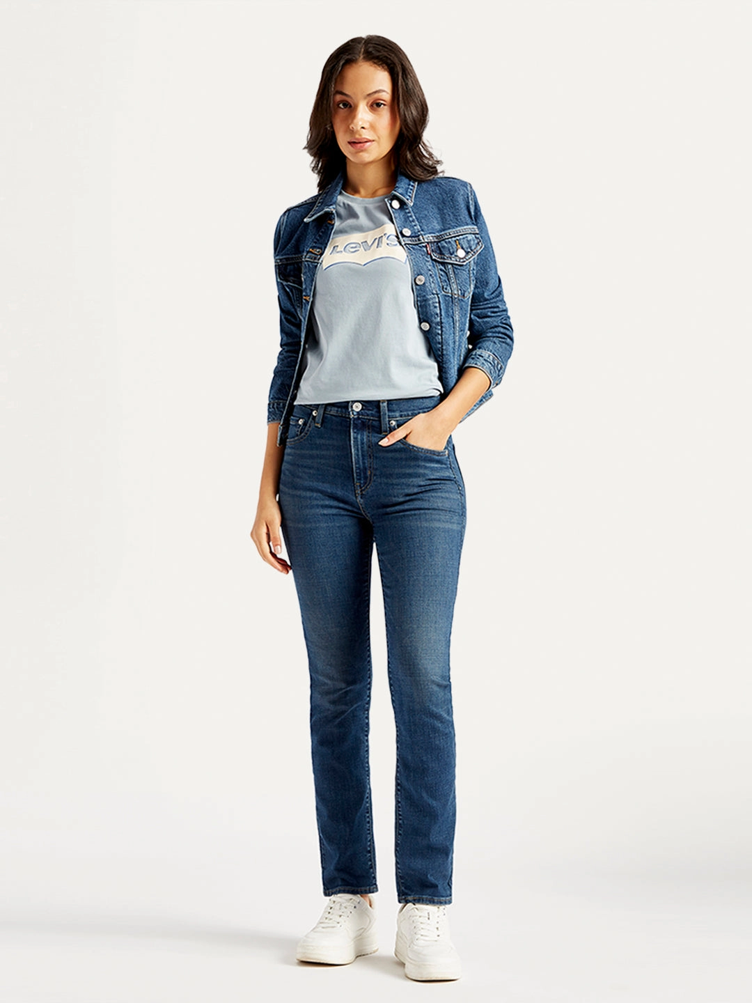 Comfy Wear Minimalist Night Out Smooth Women's 724 Blue Straight Fit High Rise Jeans