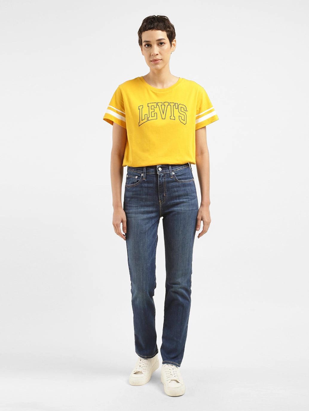 Student Outfit Streetwear Fan Women's 724 Blue Straight Fit High Rise Jeans