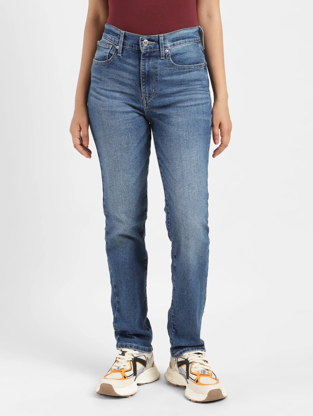 Women's 724 Blue Straight Fit High Rise Jeans Vintage Wash