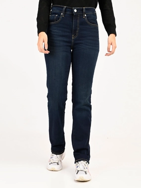 Natural Fit Women's 724 Dark Blue Slim Straight Fit High Rise Jeans