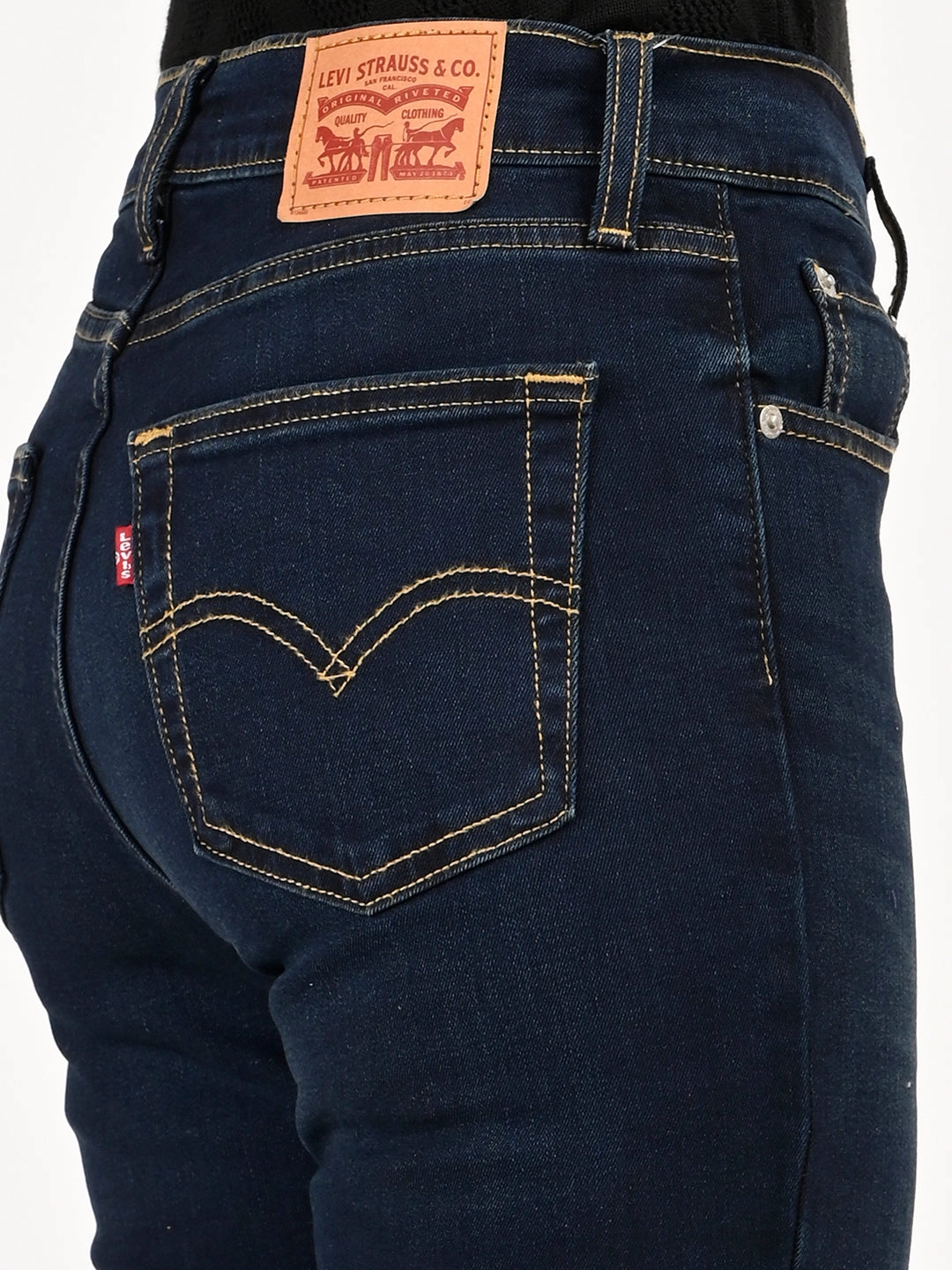 Women's 724 Dark Blue Slim Straight Fit High Rise Jeans Smooth Comfort Party Look Luxury