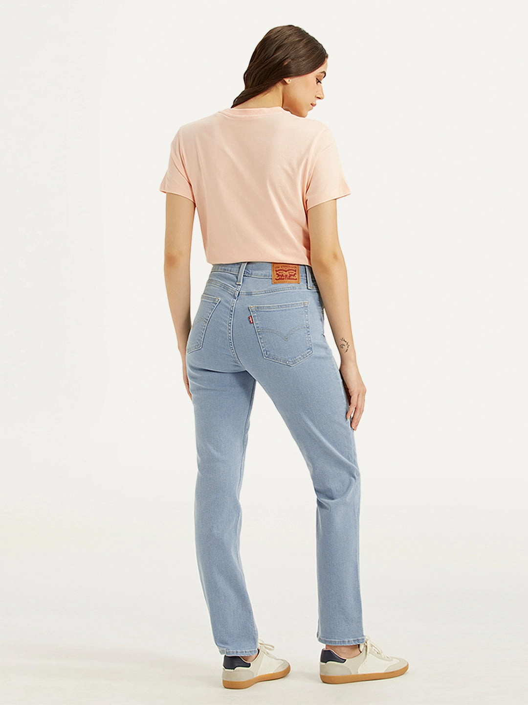 Women's 724 Light Blue Straight Fit High Rise Jeans Minimal Aesthetic Laidback Style