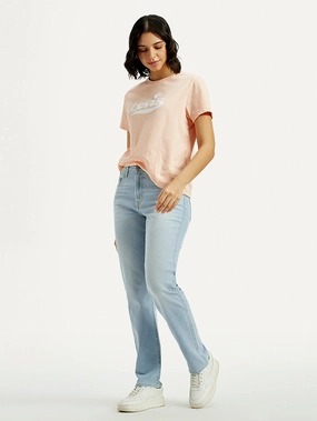 Moisture Wicking Lining Street Basics Women's 724 Light Indigo Straight Fit High Rise Jeans