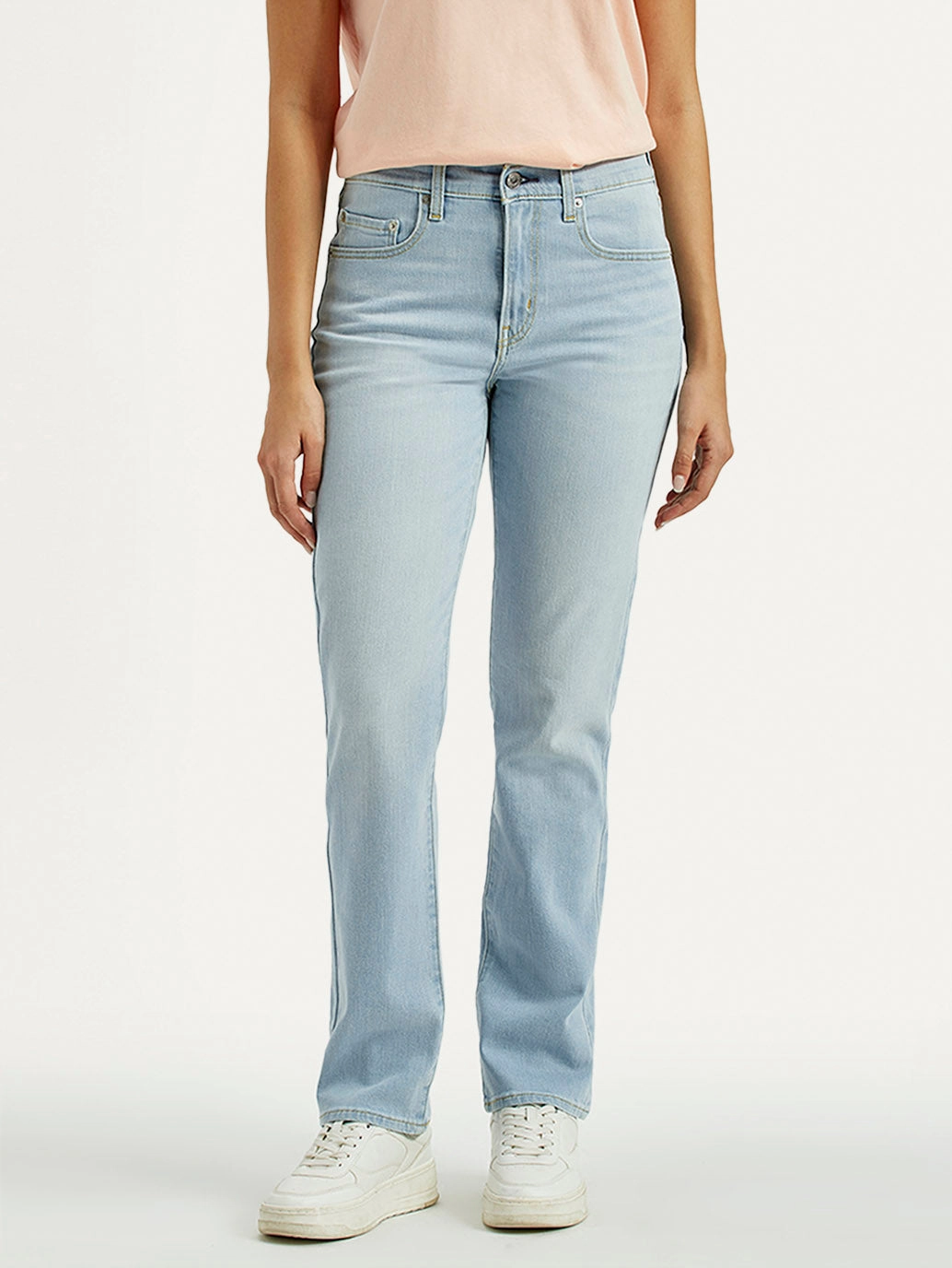 Effortless Waist Smart Casual Athlete Fit Women's 724 Light Indigo Straight Fit High Rise Jeans