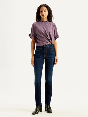 Casual Vibe Versatile Design Women's 724 Navy Blue Straight Fit High Rise Jeans