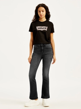 Eco Friendly Dye Process Women's 725 Black Flared Fit High Rise Jeans