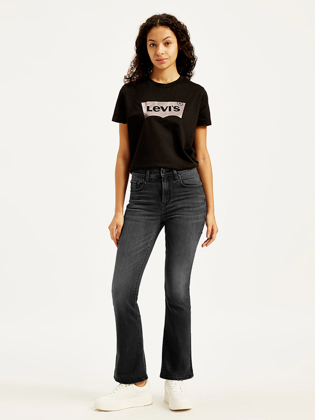 All Season Women's 725 Black Flared Fit High Rise Jeans