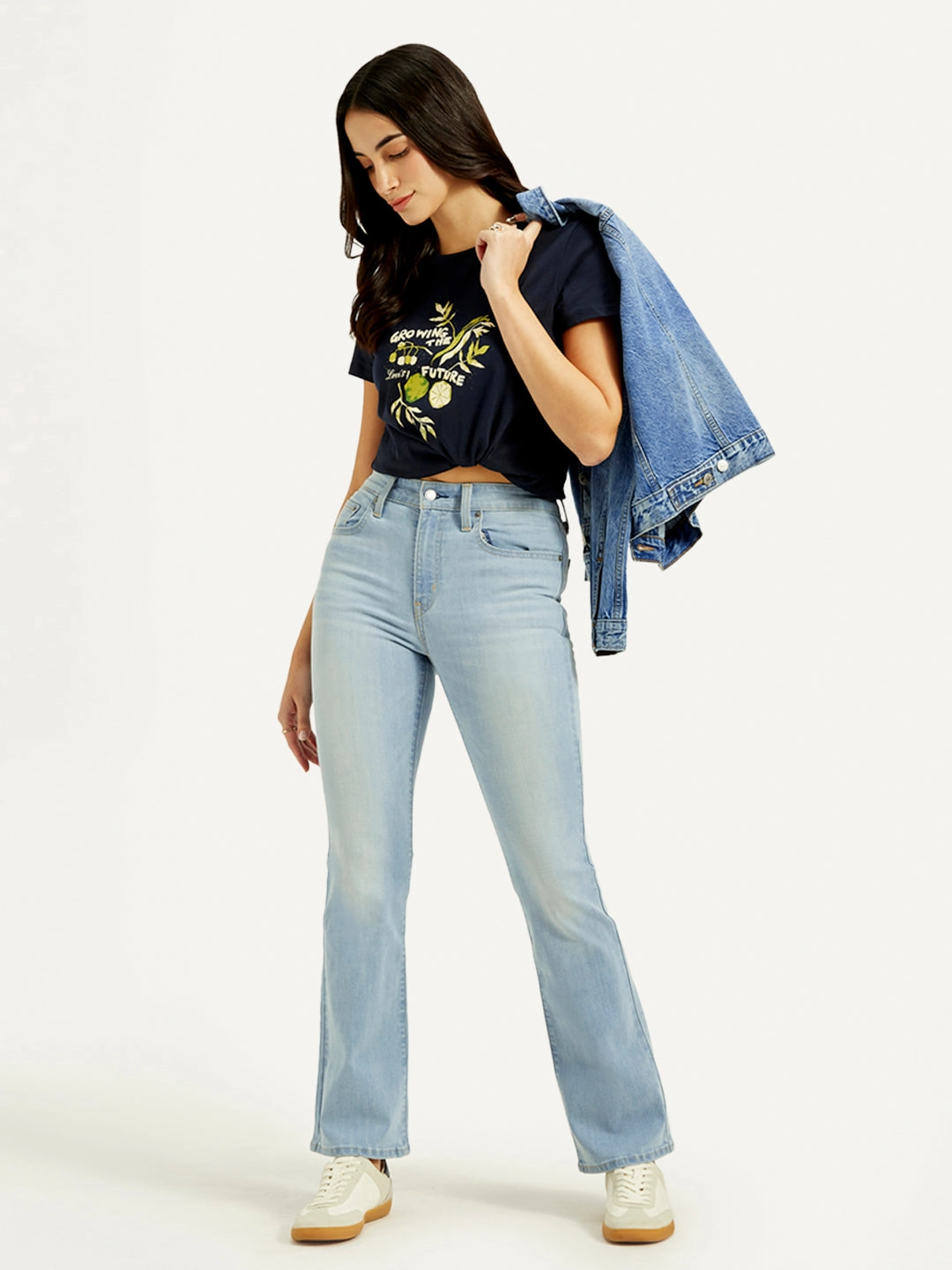 Great Base Perfectly Fitted Women's 725 Blue Flared Fit High Rise Jeans