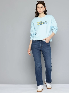 Women's 725 Blue Flared Fit High Rise Jeans Lightweight Urban Explorer Minimalist Design