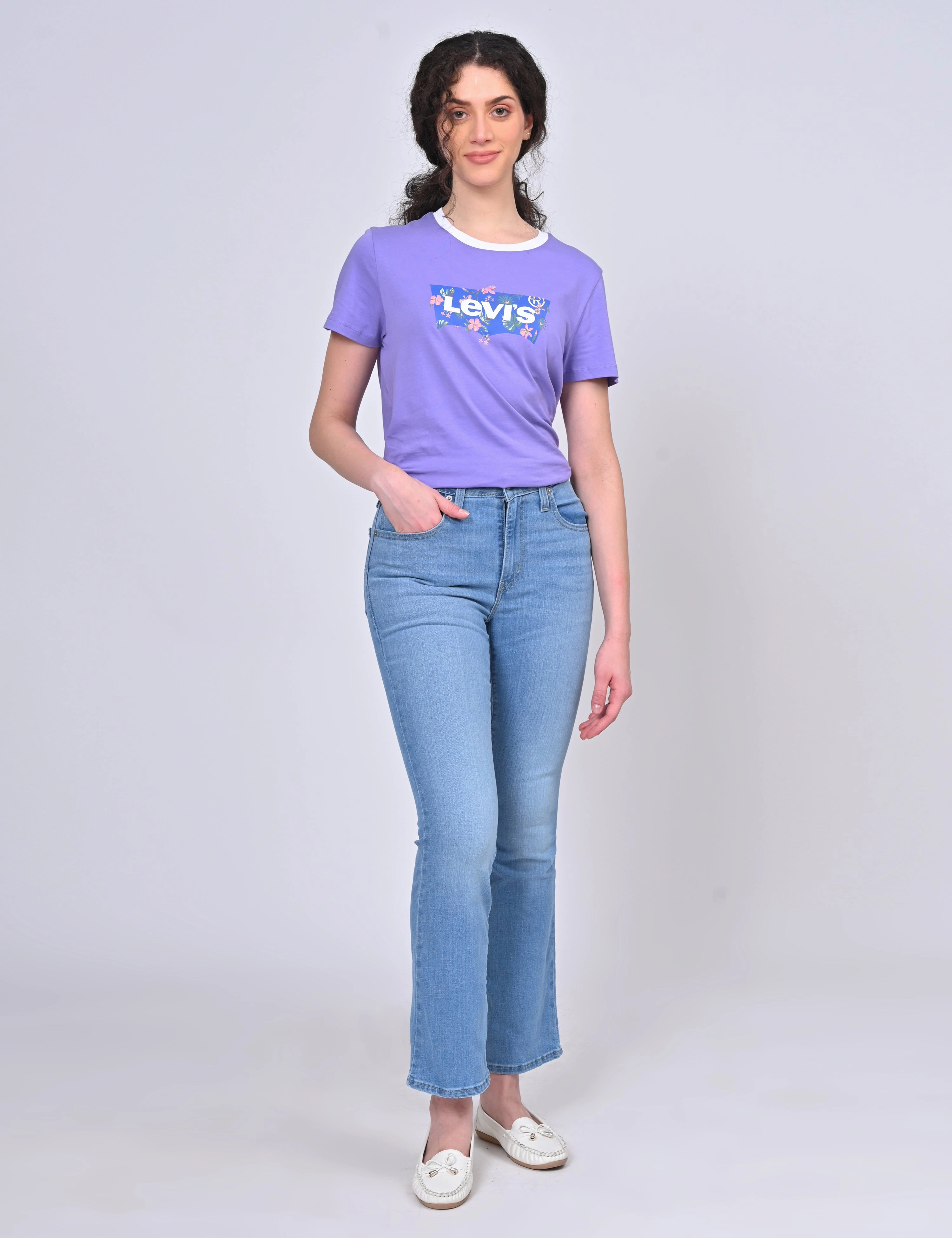 Women's 725 Blue Flared Fit High Rise Jeans Spring Mood Bold