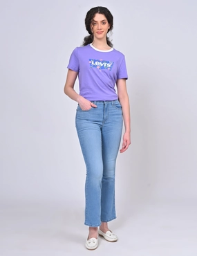 Women's 725 Blue Flared Fit High Rise Jeans Relaxed Thigh Cut Relaxed Basics