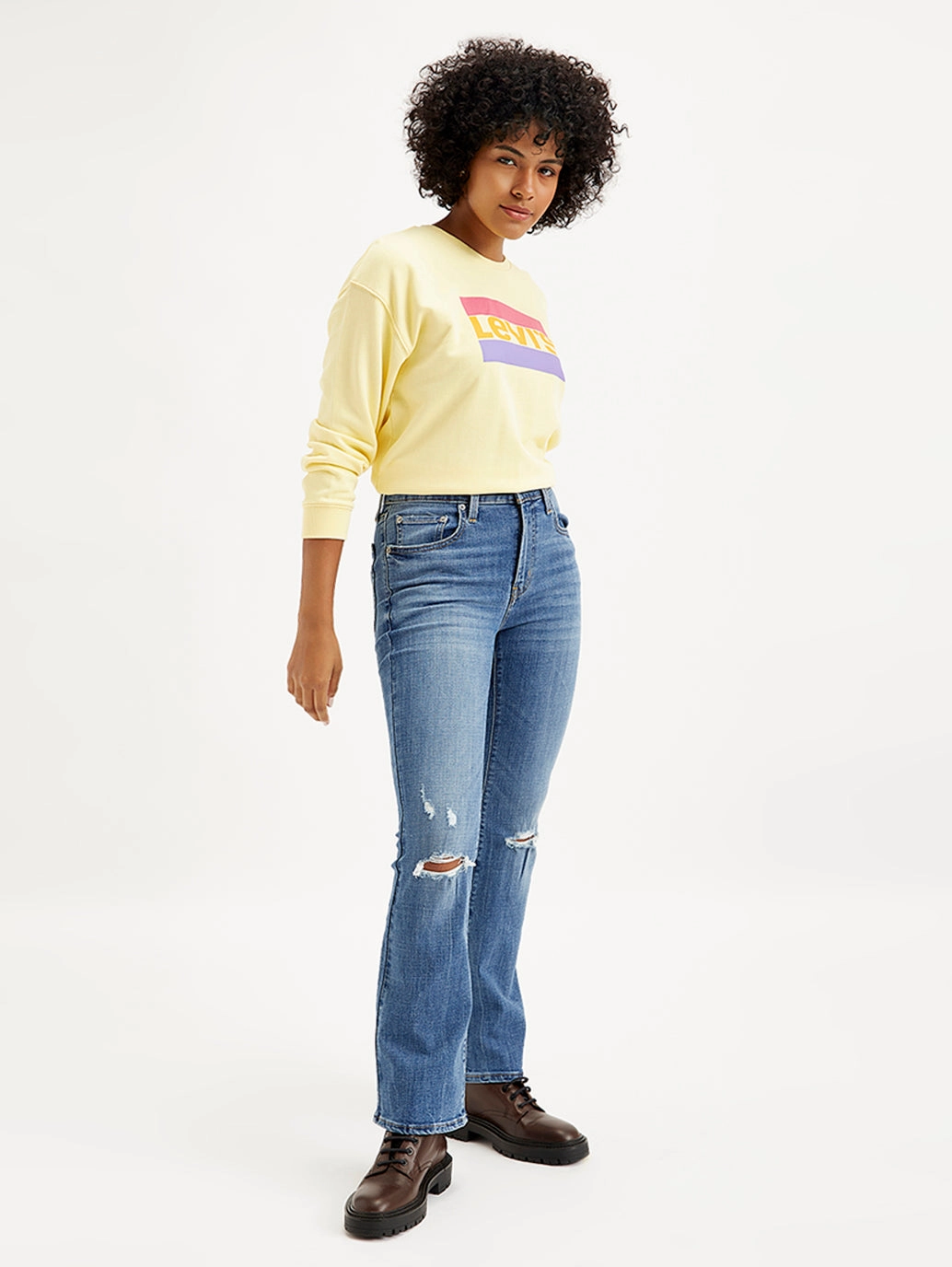 Simple clothing Women's 725 Blue Flared Fit High Rise Jeans