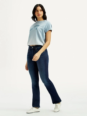 Women's 725 Dark Indigo Flared Fit High Rise Jeans Outfit Vibe