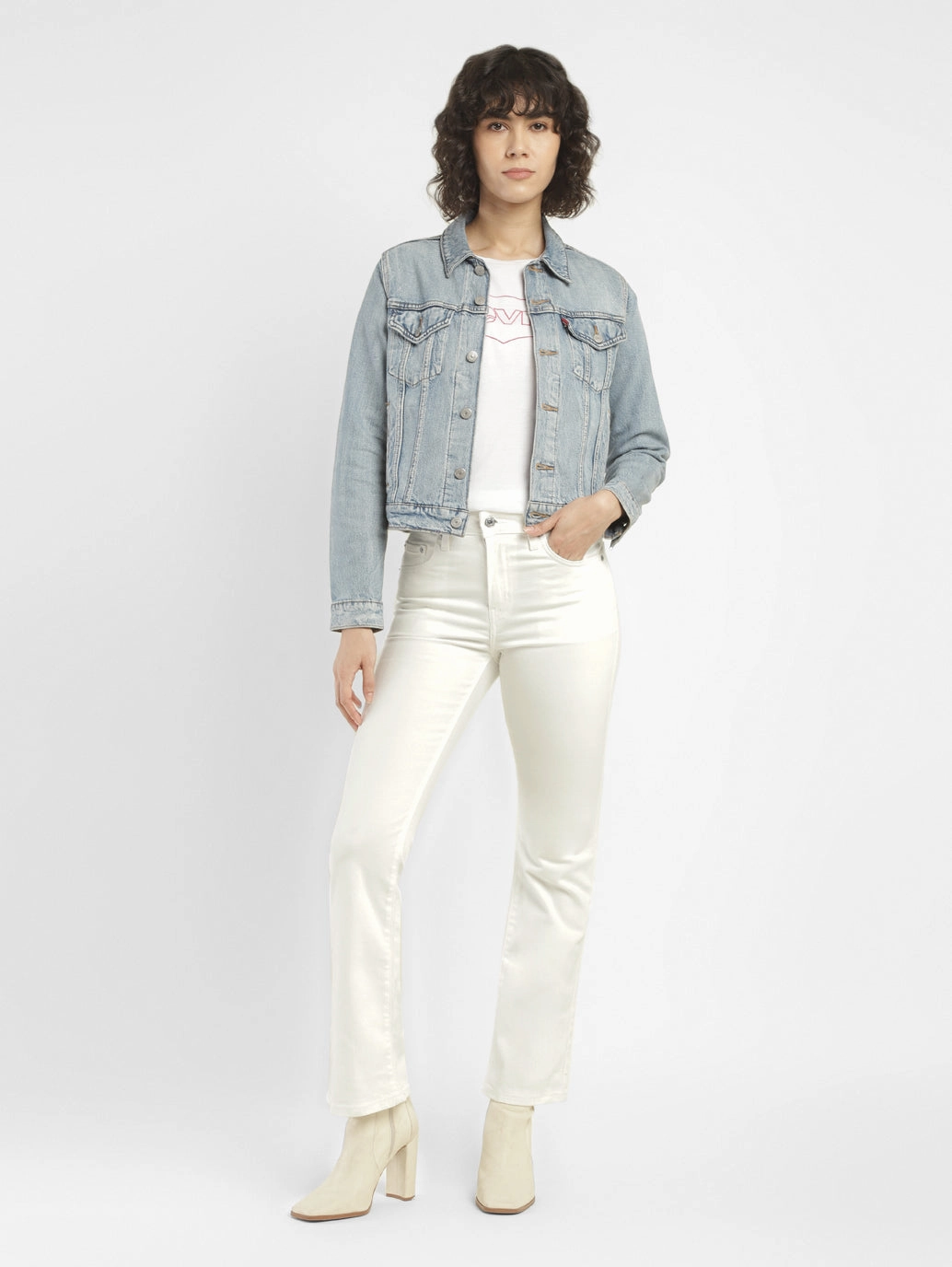 Layer Ready Women's 725 White Flared Fit High Rise Jeans