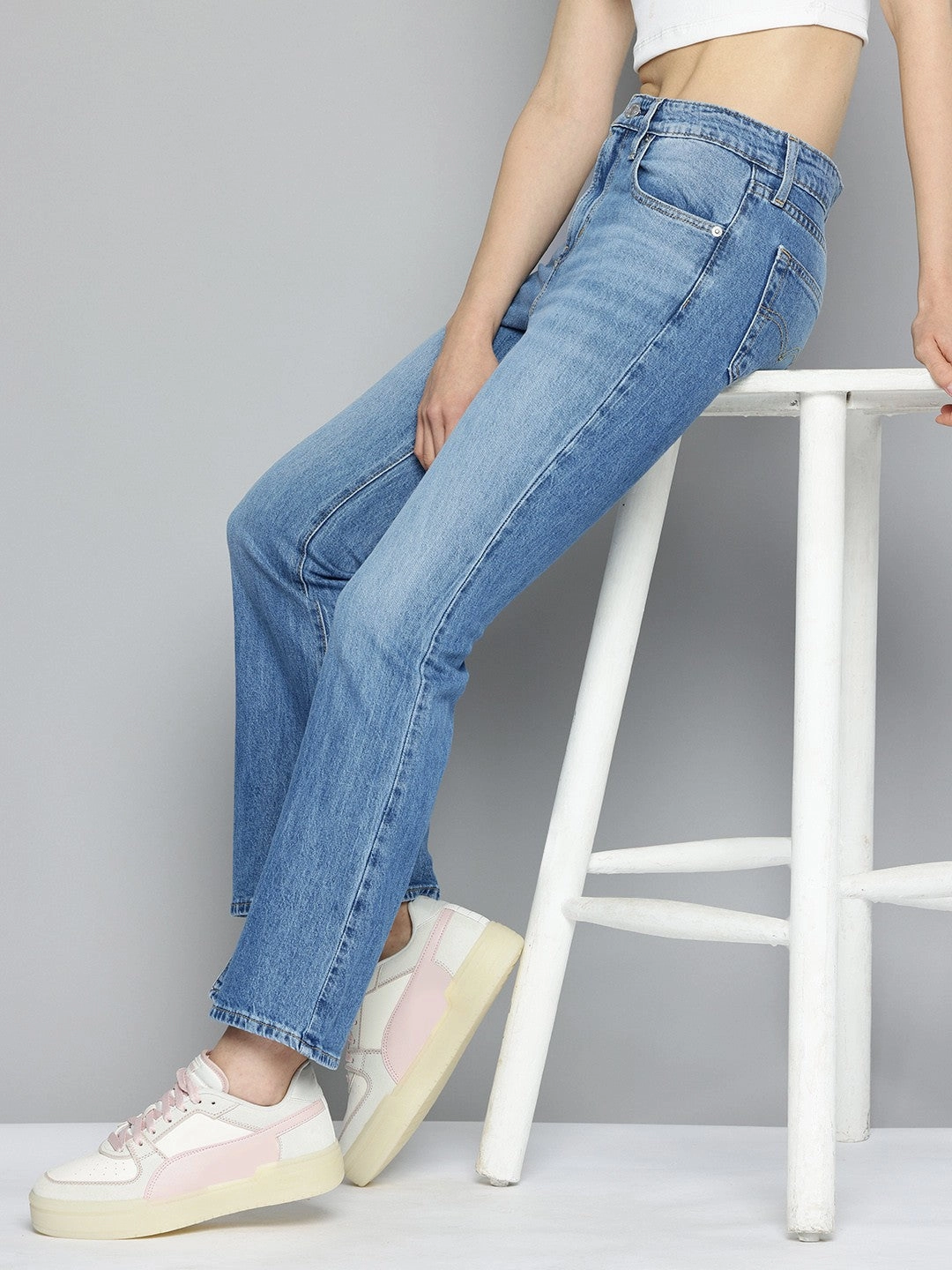 Date Night Daily Wear Smooth Creative Look Adult Fashion Women's 726 Blue Flared Fit High Rise Jeans