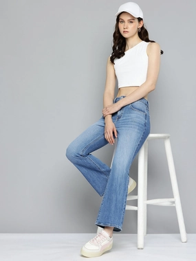 Women's 726 Blue Flared Fit High Rise Jeans Fit Essential Daily Clothing