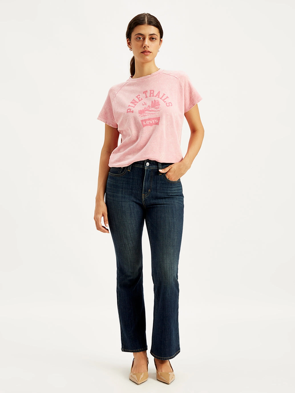 Women's 726 Blue Flared Fit High Rise Jeans Anti Bacterial Treatment