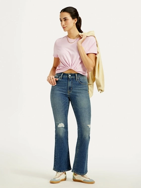 Women's 726 Blue Flared Fit High Rise Jeans Easy Fit Design