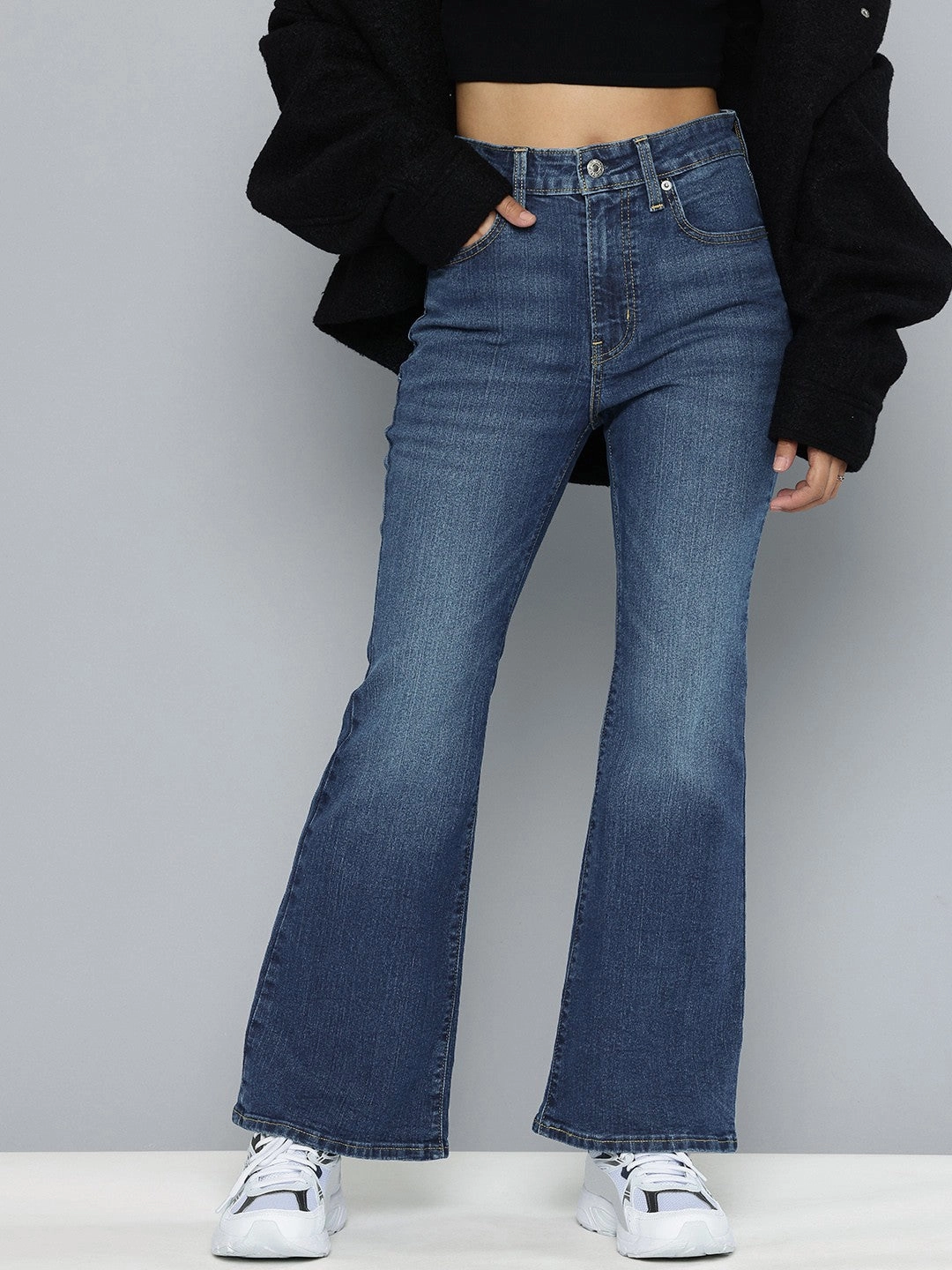 Women's 726 Blue Flared Fit High Rise Jeans All Fit Design