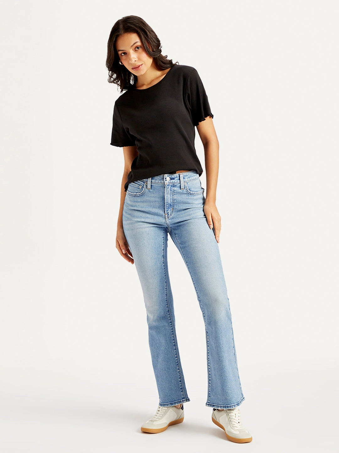 Women's 726 Blue Flared Fit High Rise Jeans Wardrobe Staple Parent Style Trendy Breathable