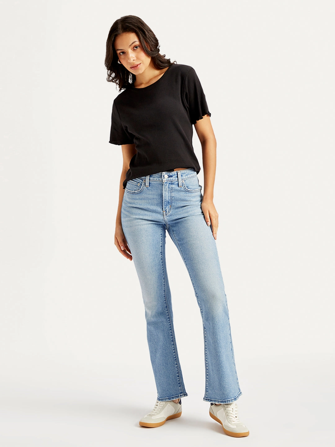 Stretch Enhanced Mobility Women's 726 Blue Flared Fit High Rise Jeans