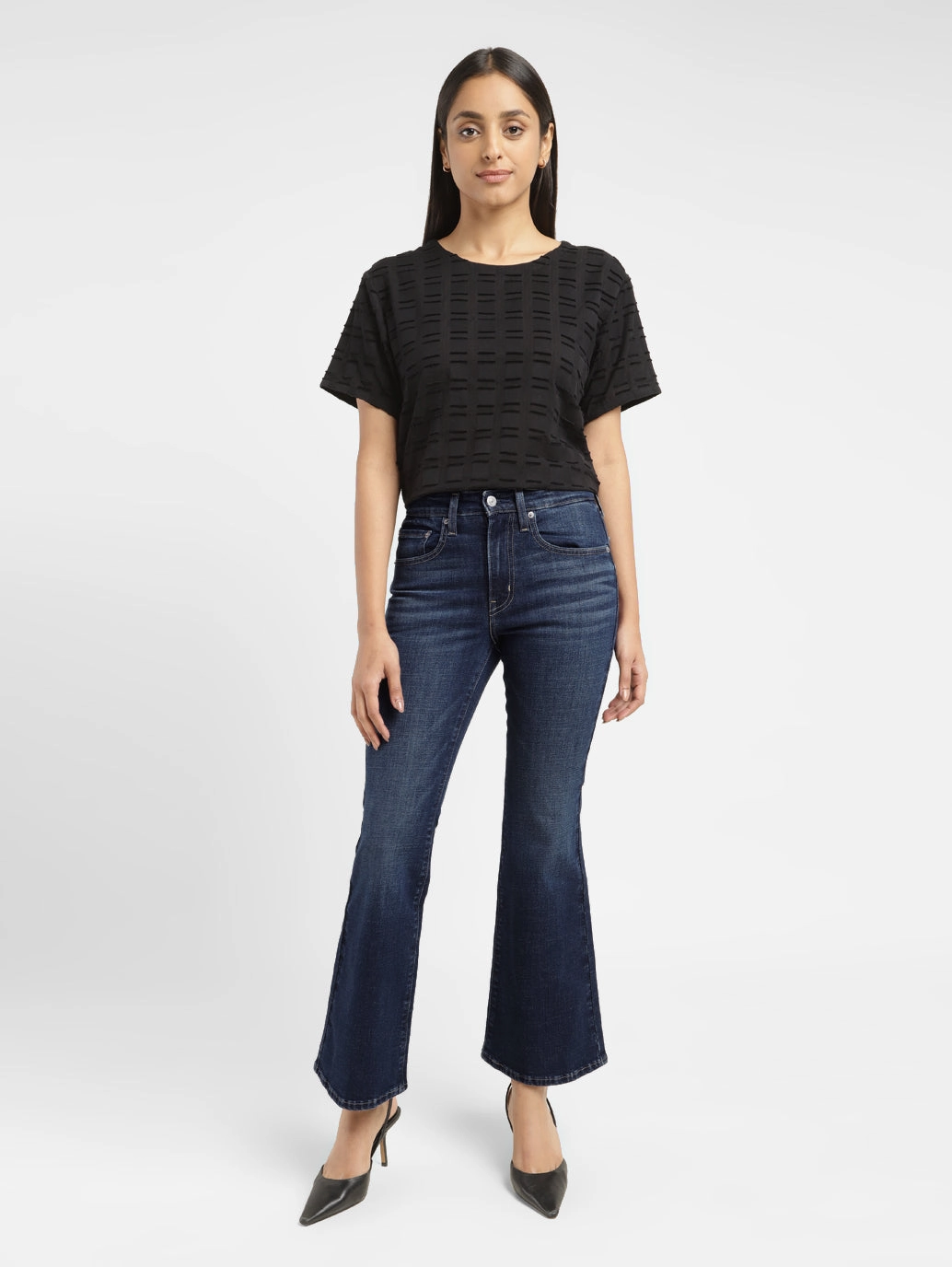 Minimal Fashion Women's 726 Blue Flared Fit Mid Rise Jeans