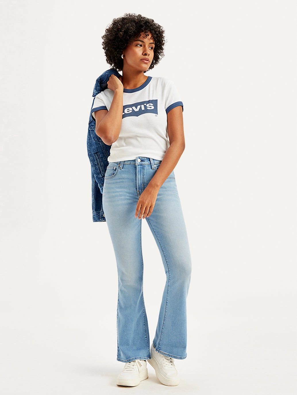 Stylish Adult Fashion Women's 726 Blue Flared Fit Mid Rise Jeans