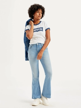 Universal Style Women's 726 Blue Flared Fit Mid Rise Jeans