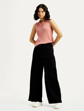 Women's 728 Black Flared Fit High Rise Jeans No Fuss Wear Dynamic Style