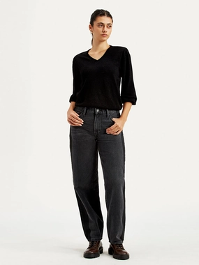 Loose Smooth Shopping Day Women's 94 Charcoal Grey Baggy Fit High Rise Jeans