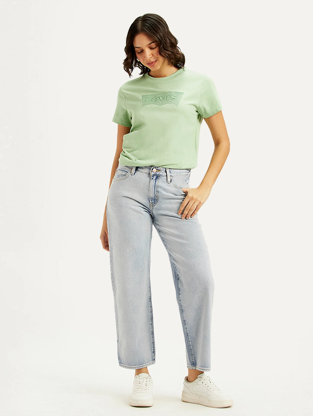 Women's 94 Light Blue Baggy Fit High Rise Jeans Evening Stroll Comfy