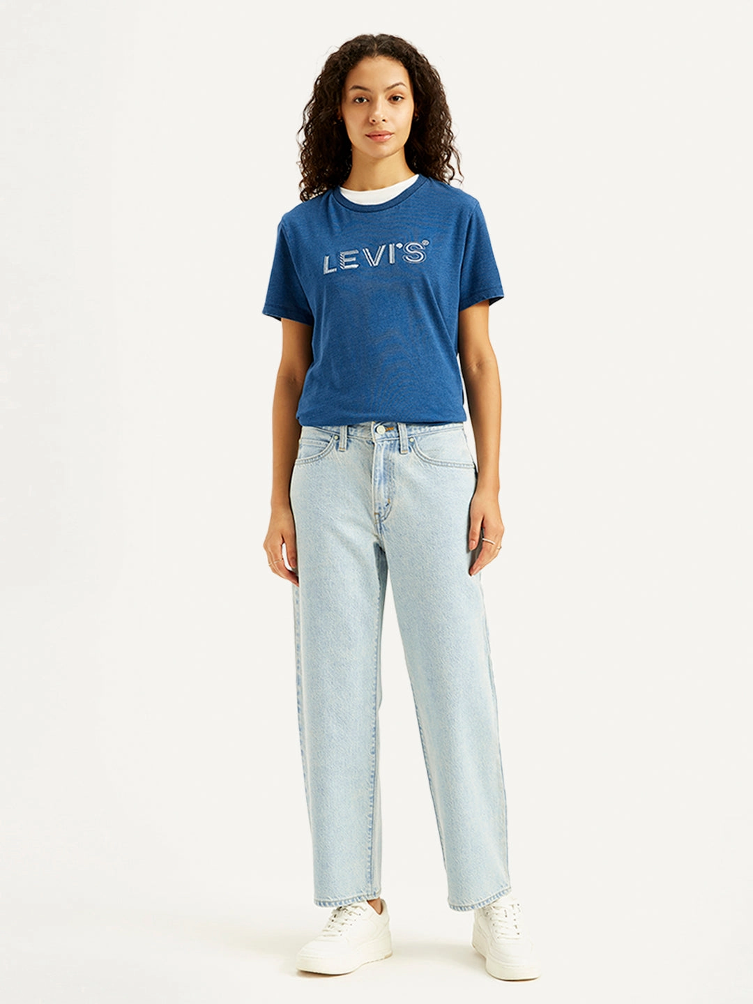 Stylish Fit All Season Fit Women's 94 Light Blue Baggy Fit High Rise Jeans