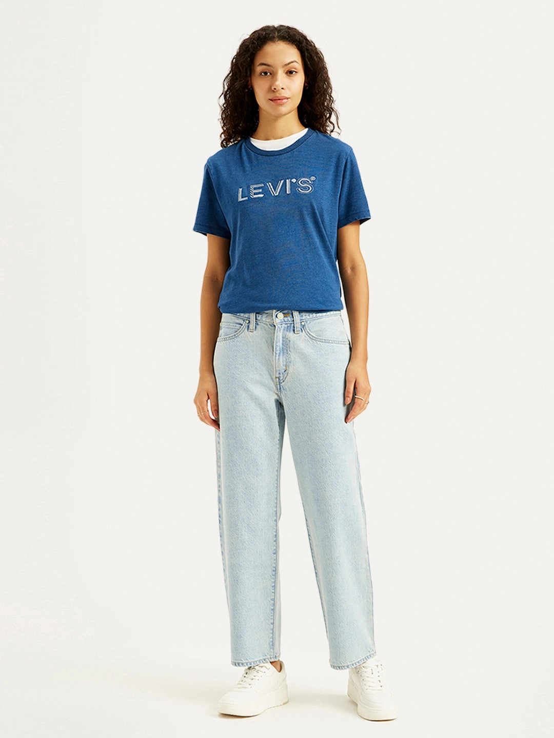 Women's 94 Light Blue Baggy Fit High Rise Jeans Active Fit