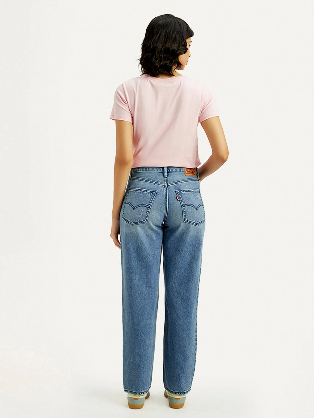 Women's 94 Med Indigo Baggy Fit Mid Rise Jeans Pre Shrunk Fabric