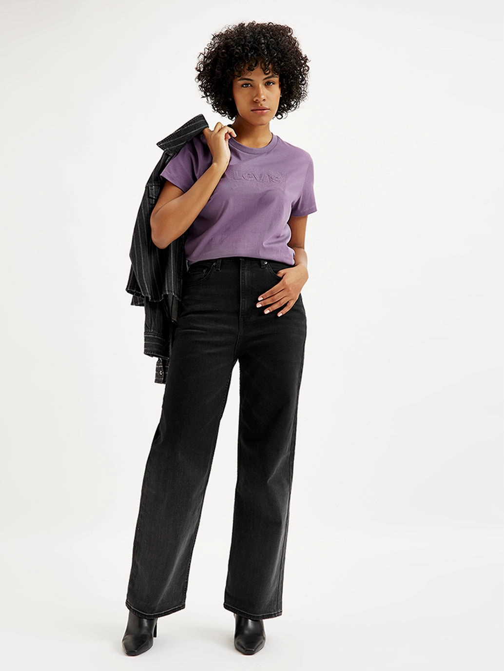 Seamless Waistband Finish Traveler Gear Luxury Women's Black Loose Fit High Rise Jeans