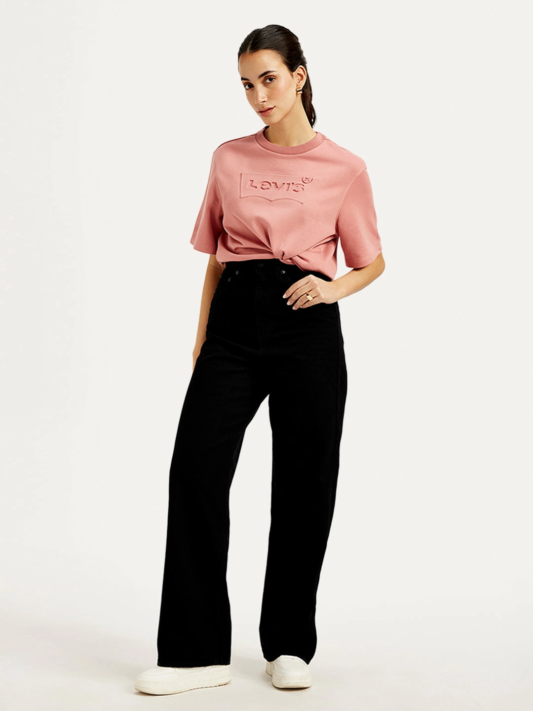 Women's Black Loose Fit High Rise Jeans Odor Control Coating