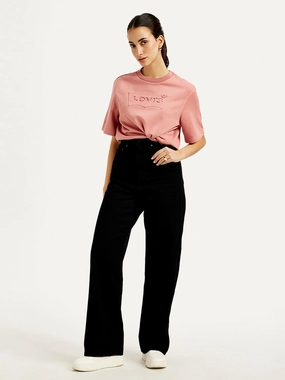 Style Layer Teen Outfit Outdoor Adventure Sunny Vibes Women's Black Loose Fit High Rise Jeans