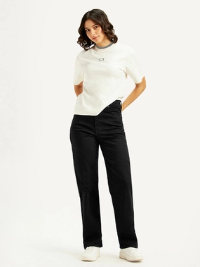 Anti Bacterial Treatment Women's Black Ribcage Straight Fit High Rise Jeans